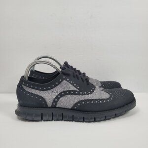 Cole Haan Zerogrand Men's Black Gray Wingtip Oxford Shoes C26233 US Size 8.5M